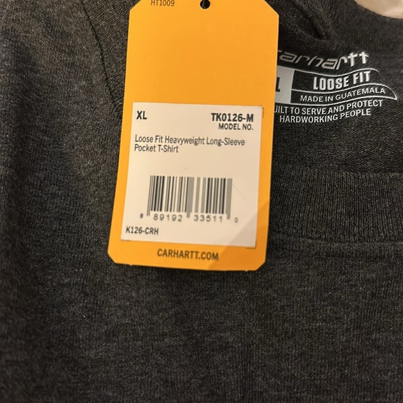 Carhartt Men's Loose Fit Heavyweight Long-Sleeve Pocket T-Shirt - Dark Gray - Picture 2 of 4